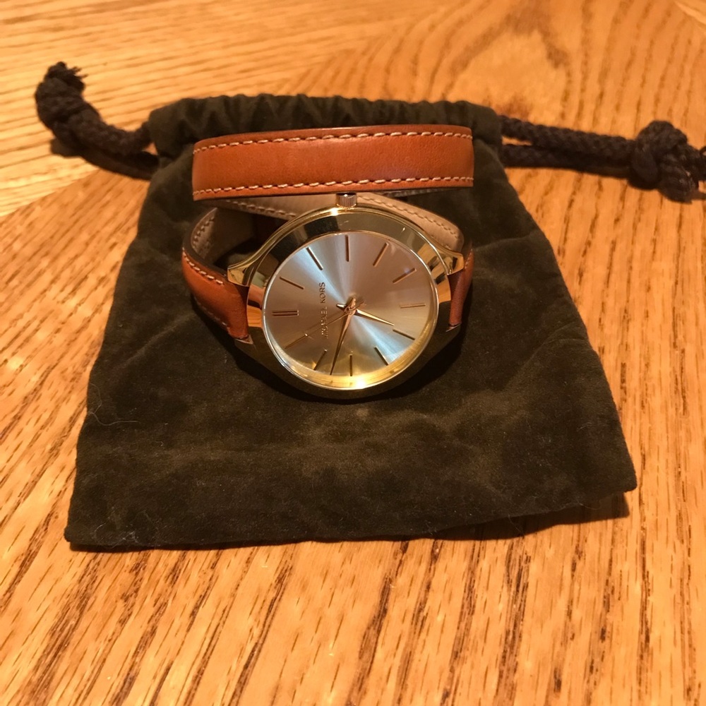 Michael Kors “Runway” Double Wrap Watch (Brown)